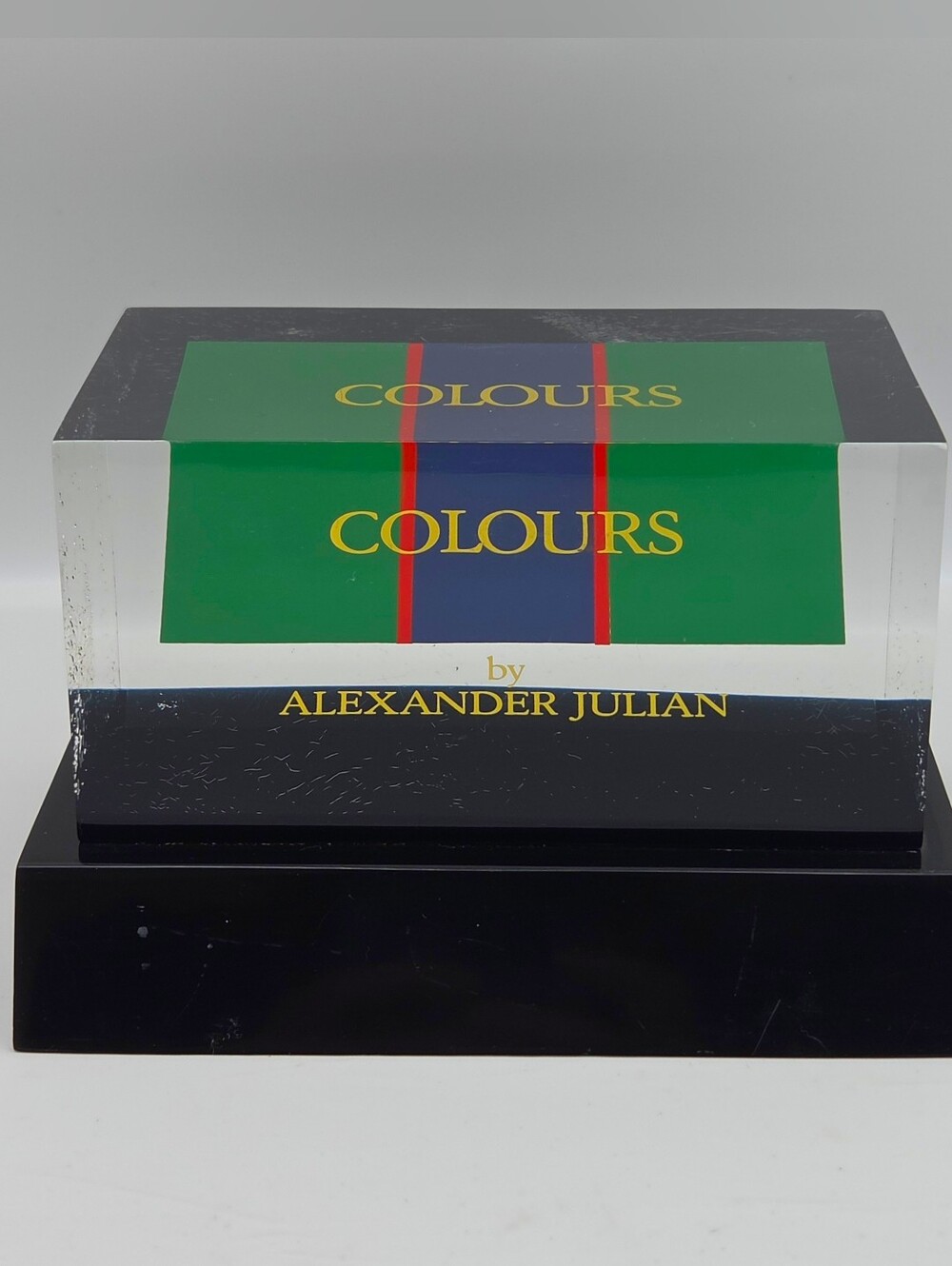 Vintage 80s Colours By Alexander Julian Department Store Glass Block Display